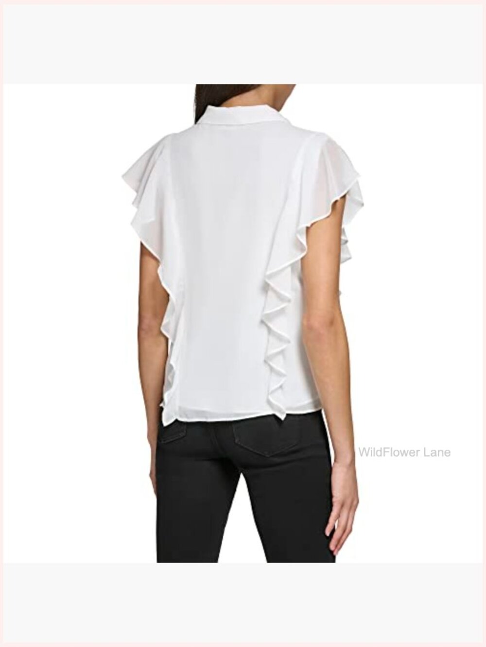 Sleeveless Ruffle Front Blouse Plus Size Regular Fit Tank Top - Picture 3 of 5